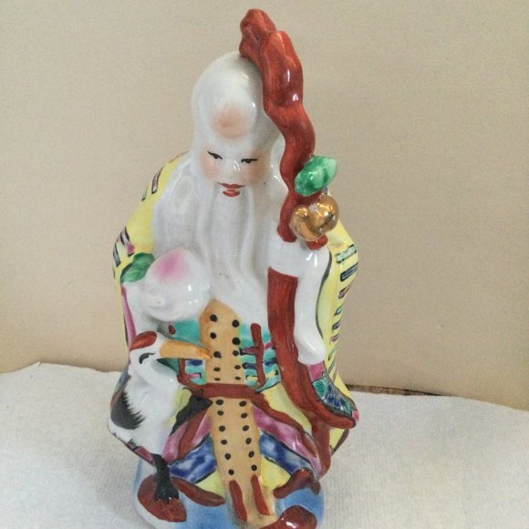 Lot of 2 Chinese ceramic figurines god of longevity and wealthy 8.5" shou & lu - Picture 5 of 7